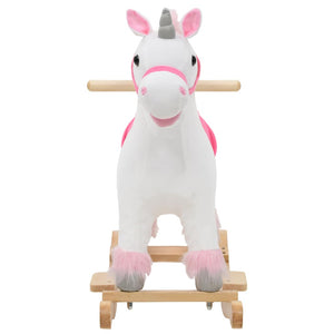 Schaukeltier Einhorn Plüsch Weiß/Rosa