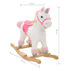 Schaukeltier Einhorn Plüsch Weiß/Rosa