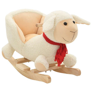 vidaXL Animal à bascule mouton avec dossier Peluche 60x32x50 cm Blanc