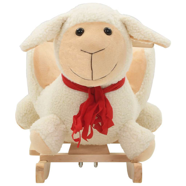 vidaXL Animal à bascule mouton avec dossier Peluche 60x32x50 cm Blanc