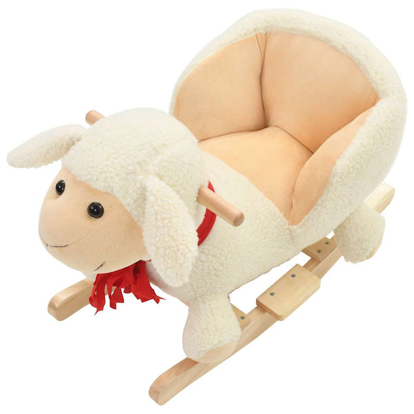 vidaXL Animal à bascule mouton avec dossier Peluche 60x32x50 cm Blanc