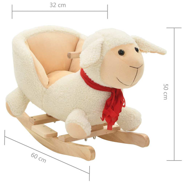vidaXL Animal à bascule mouton avec dossier Peluche 60x32x50 cm Blanc