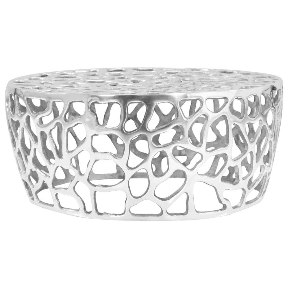 vidaXL Table basse en fonte d'aluminium 70x30 cm argentée