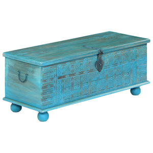 Aufbewahrungstruhe Massivholz Mango Blau 100x40x41 cm