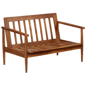 vidaXL Canapé 2 places en cuir véritable et bois d'acacia marron