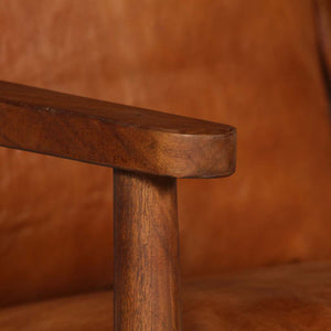 vidaXL Canapé 2 places en cuir véritable et bois d'acacia marron