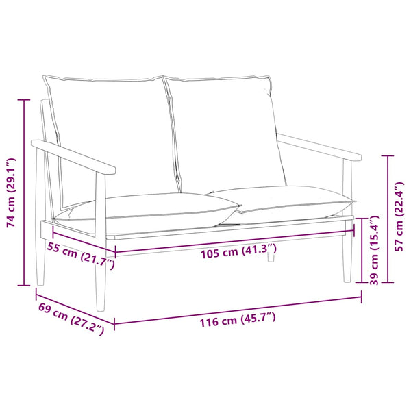 2-Sitzer-Sofa Echtleder Akazienholz Braun