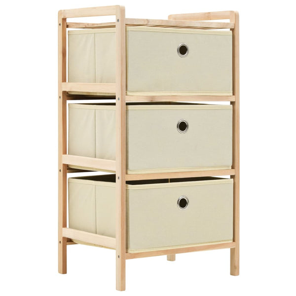 vidaXL Commode en osier avec 3 paniers en tissu Cèdre Beige