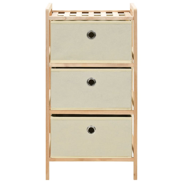vidaXL Commode en osier avec 3 paniers en tissu Cèdre Beige