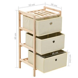 vidaXL Commode en osier avec 3 paniers en tissu Cèdre Beige