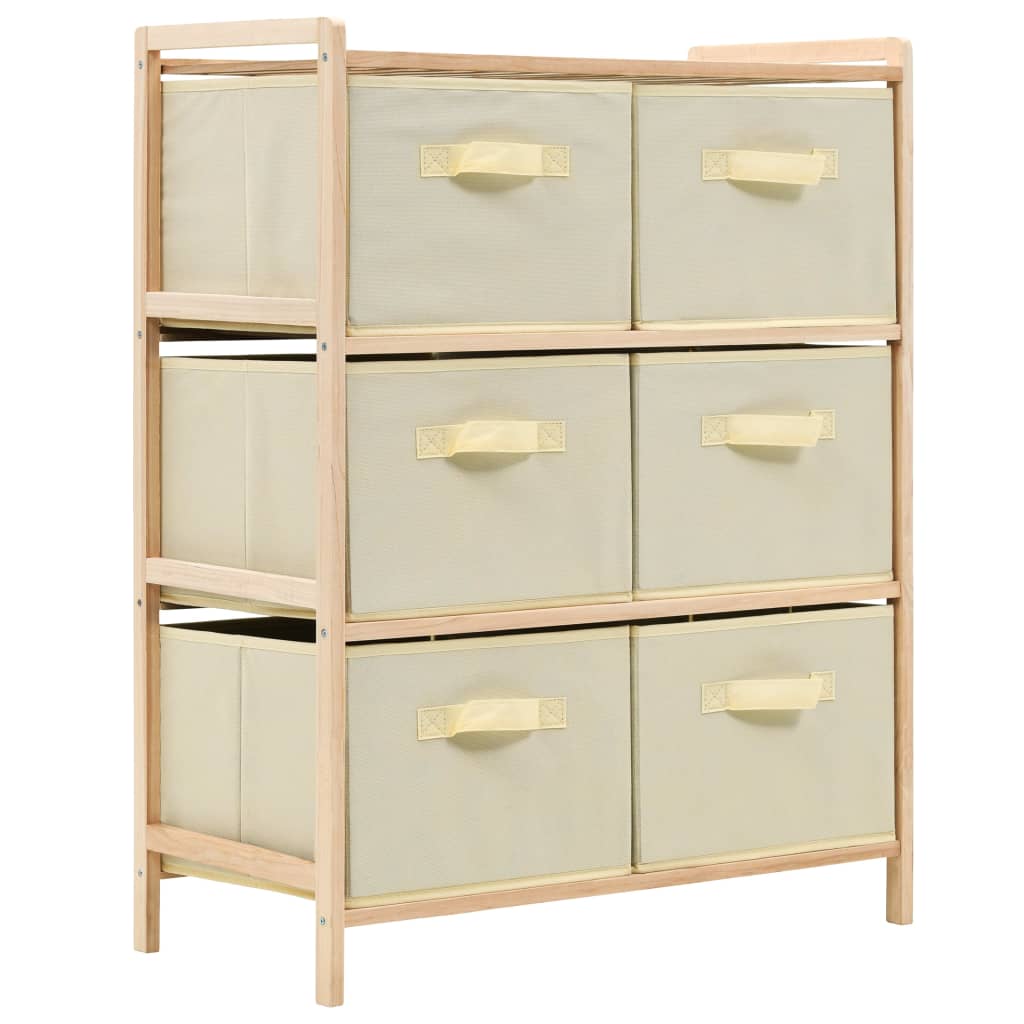 vidaXL Commode en bois de cèdre avec 6 paniers en tissu Beige