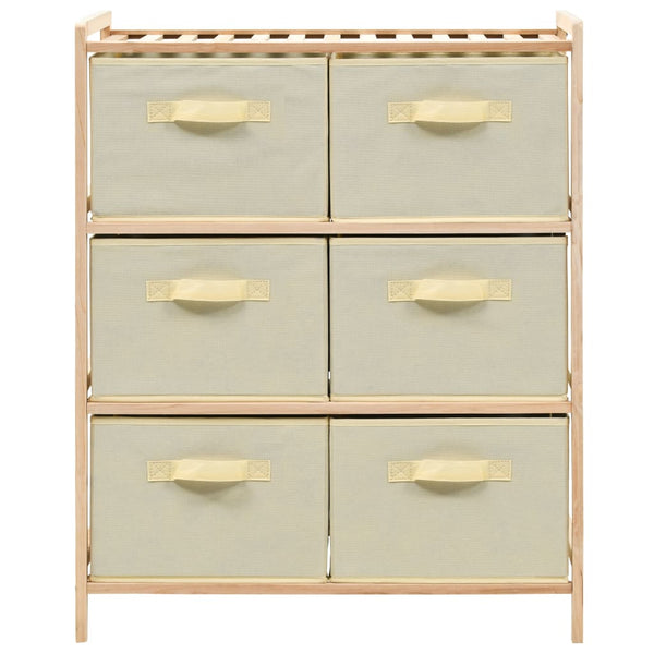 vidaXL Commode en bois de cèdre avec 6 paniers en tissu Beige