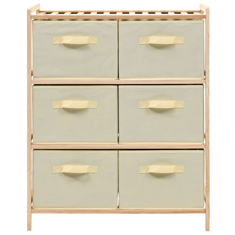 Korb-Kommode mit 6 Stoffkörben Zedernholz Beige