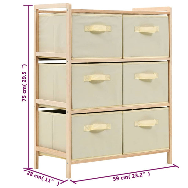 vidaXL Commode en bois de cèdre avec 6 paniers en tissu Beige