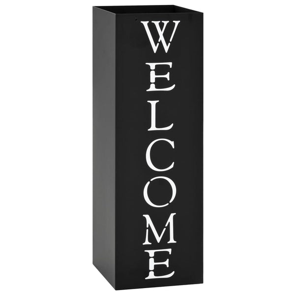 vidaXL Support de parasol Welcome en acier noir