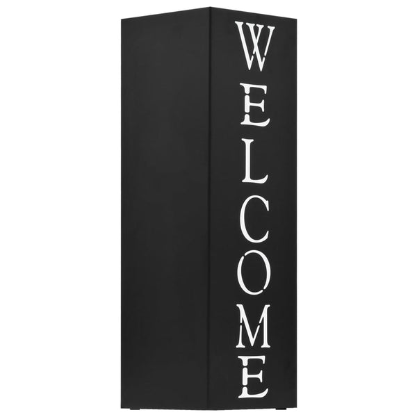 vidaXL Support de parasol Welcome en acier noir