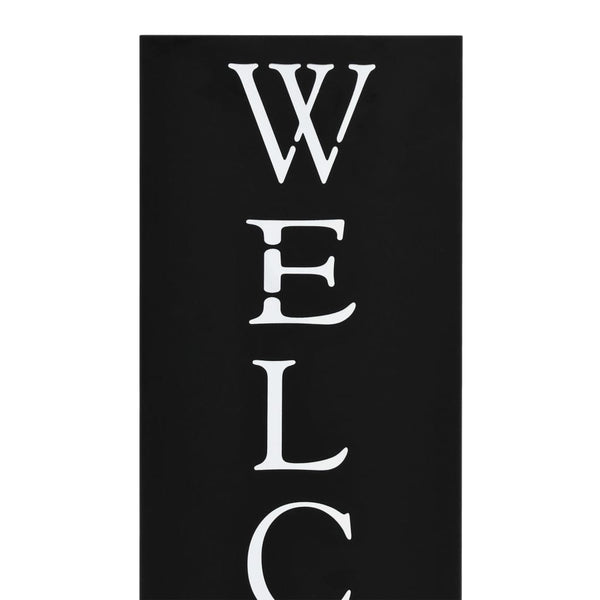 vidaXL Support de parasol Welcome en acier noir
