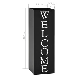 vidaXL Support de parasol Welcome en acier noir