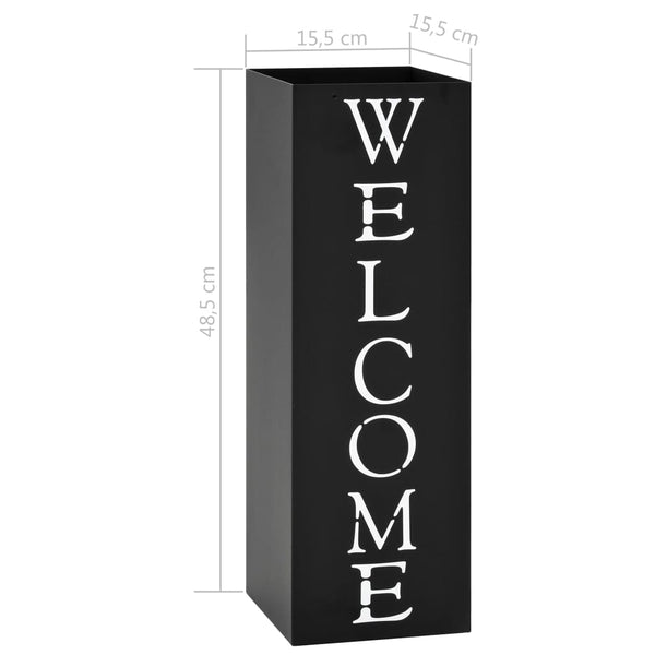 vidaXL Support de parasol Welcome en acier noir