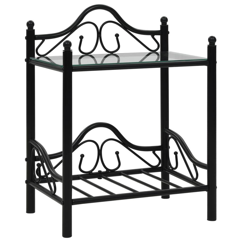 Nachttisch Stahl und Hartglas 45x30,5x60 cm Schwarz