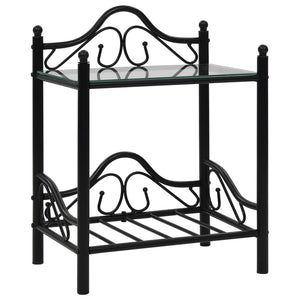 Nachttisch Stahl und Hartglas 45x30,5x60 cm Schwarz