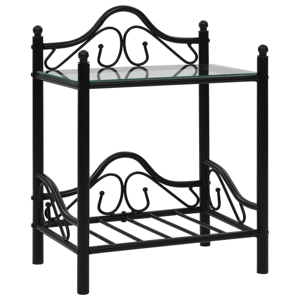 Nachttisch Stahl und Hartglas 45x30,5x60 cm Schwarz