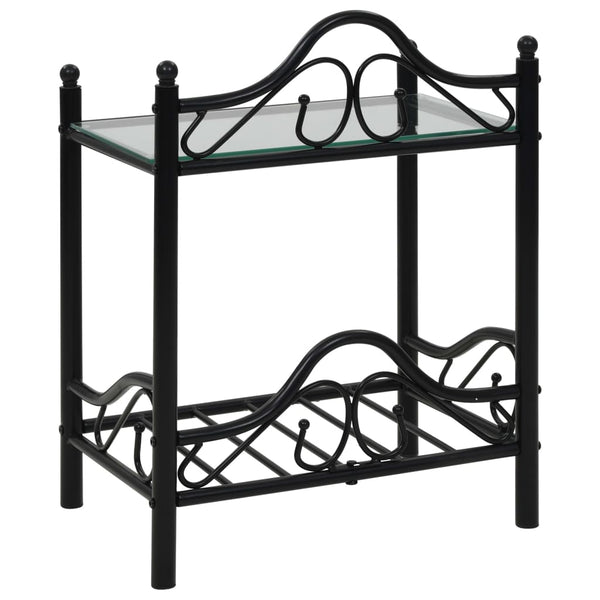 Nachttisch Stahl und Hartglas 45x30,5x60 cm Schwarz
