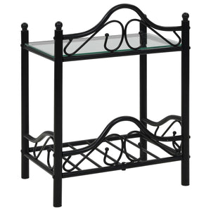 Nachttisch Stahl und Hartglas 45x30,5x60 cm Schwarz