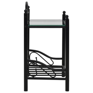 Nachttisch Stahl und Hartglas 45x30,5x60 cm Schwarz