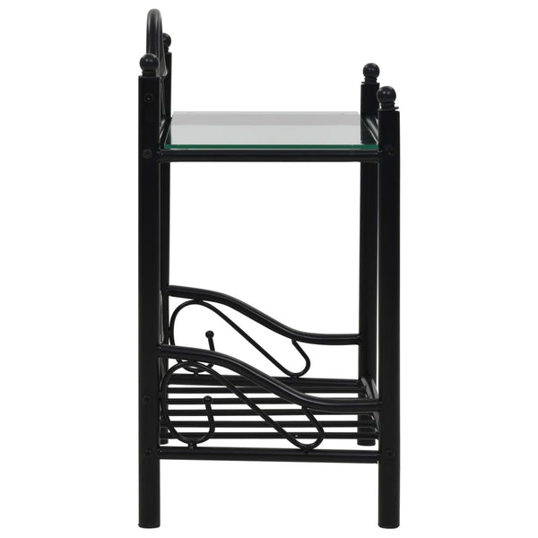 Nachttisch Stahl und Hartglas 45x30,5x60 cm Schwarz