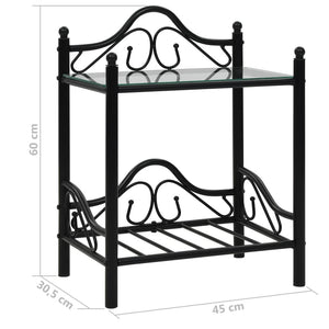 Nachttisch Stahl und Hartglas 45x30,5x60 cm Schwarz