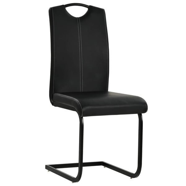 vidaXL Cantilever Chairs 2 pcs Black Faux Leather