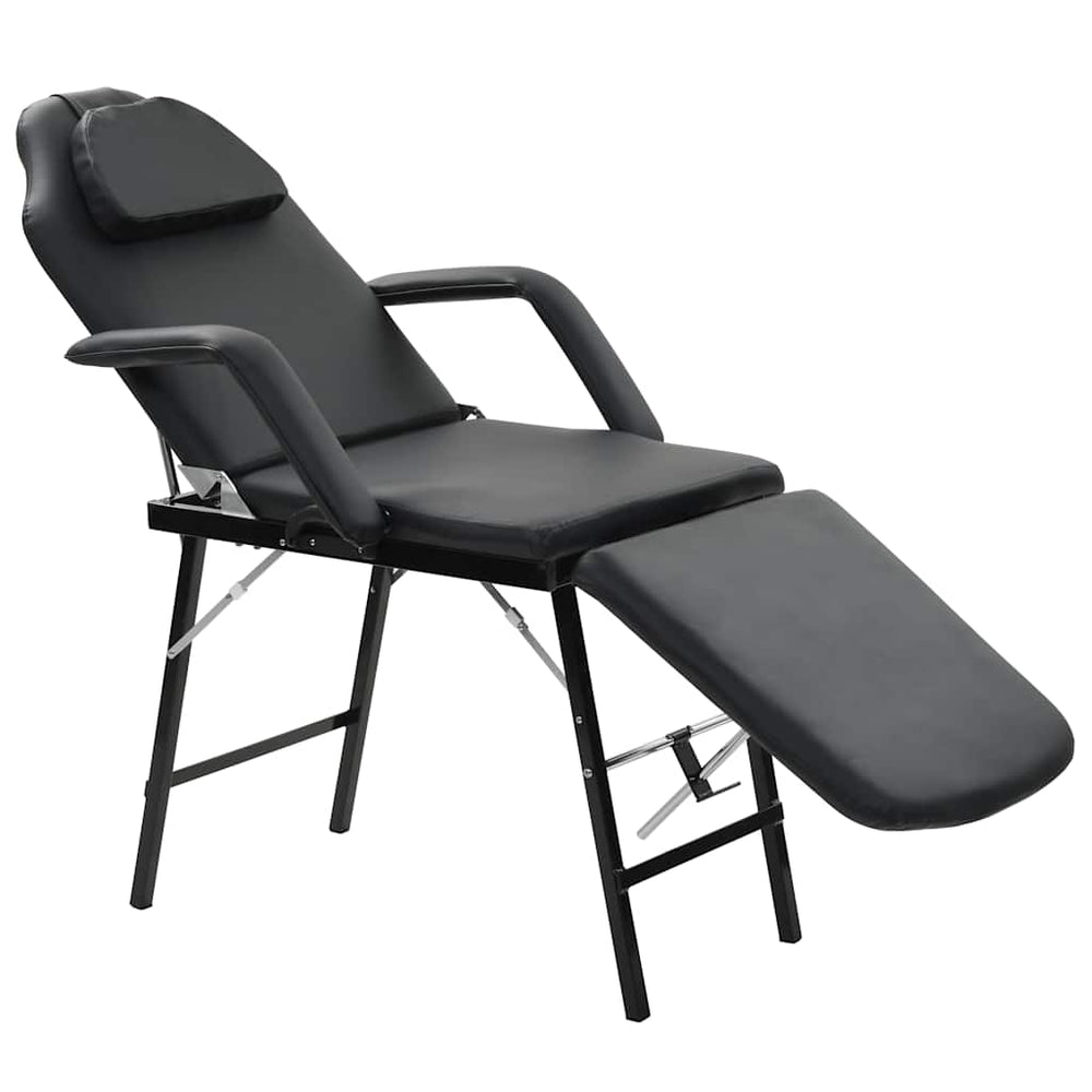 Gesichtsbehandlungsstuhl Tragbar Kunstleder 185x78x76cm Schwarz