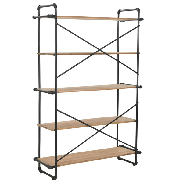 Bücherregal Massivholz Tanne und Stahl 120x42x180 cm