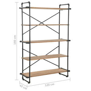Bücherregal Massivholz Tanne und Stahl 120x42x180 cm