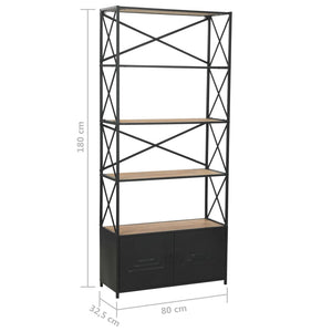 Bücherregal Massivholz Tanne und Stahl 80x32,5x180 cm