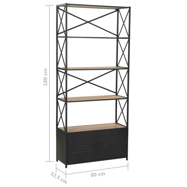 Bücherregal Massivholz Tanne und Stahl 80x32,5x180 cm