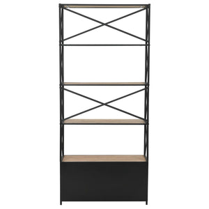 Bücherregal Massivholz Tanne und Stahl 80x32,5x180 cm