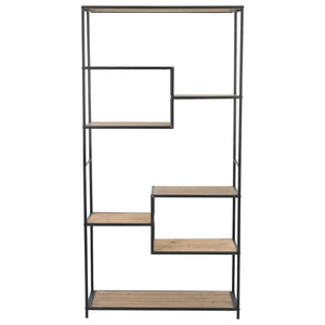 Bücherregal Massivholz Tanne und Stahl 90,5x35x180 cm