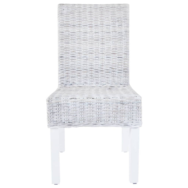 Esszimmerstühle 2 Stk. Hellbraun Kubu-Rattan und Mahagoniholz