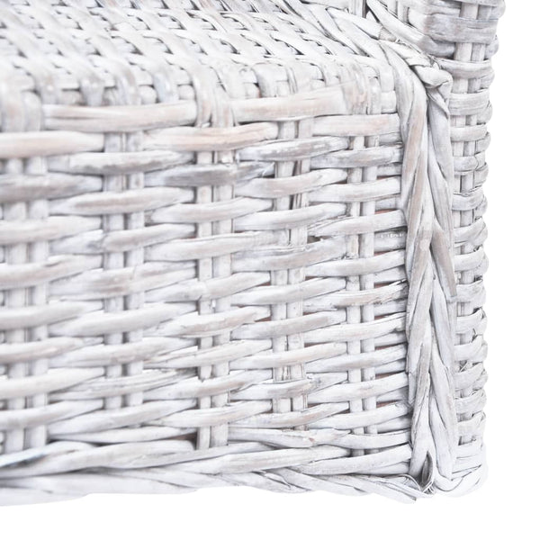 Esszimmerstühle 2 Stk. Hellbraun Kubu-Rattan und Mahagoniholz