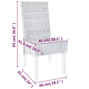 Esszimmerstühle 2 Stk. Hellbraun Kubu-Rattan und Mahagoniholz