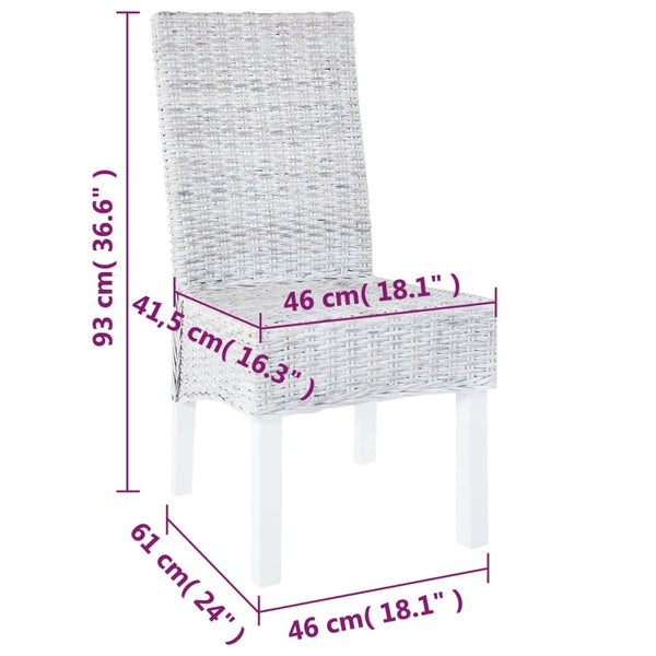 Esszimmerstühle 2 Stk. Hellbraun Kubu-Rattan und Mahagoniholz