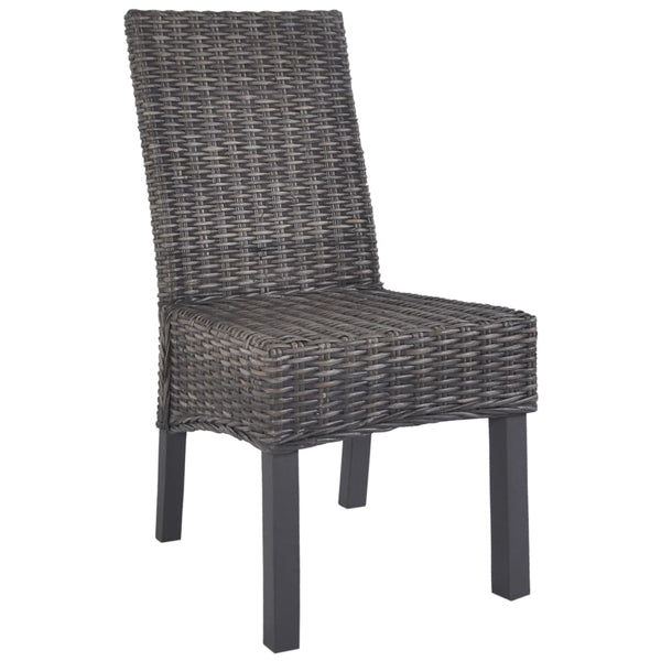 Esszimmerstühle 2 Stk. Braun Kubu-Rattan und Mahagoniholz
