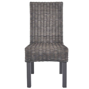 Esszimmerstühle 2 Stk. Braun Kubu-Rattan und Mahagoniholz