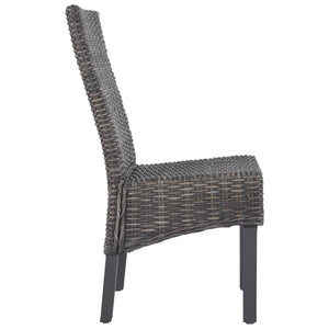 Esszimmerstühle 2 Stk. Braun Kubu-Rattan und Mahagoniholz
