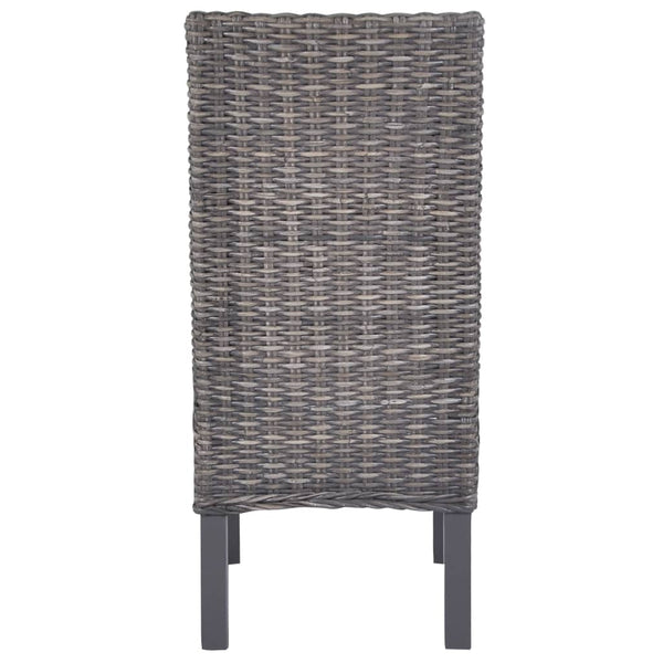 Esszimmerstühle 2 Stk. Braun Kubu-Rattan und Mahagoniholz