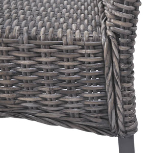 Esszimmerstühle 2 Stk. Braun Kubu-Rattan und Mahagoniholz