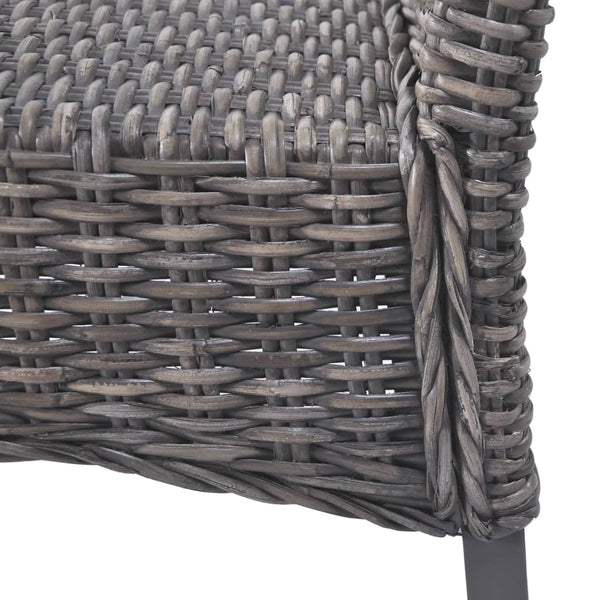 Esszimmerstühle 2 Stk. Braun Kubu-Rattan und Mahagoniholz