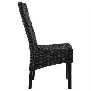 vidaXL Chaises de salle à manger 2 pcs Noir rotin Kubu et bois d'acajou